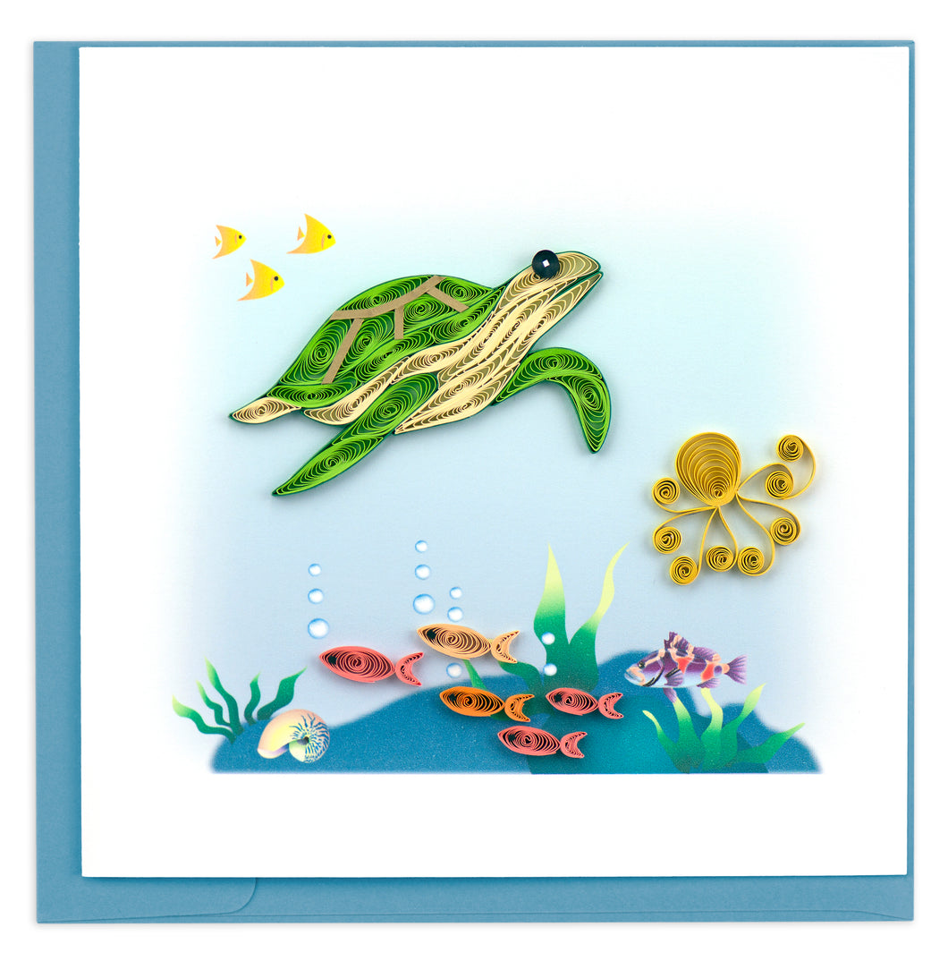 Green Sea Turtle Quilling Card