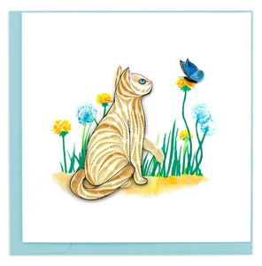 White Cat and Butterfly Quilling Card
