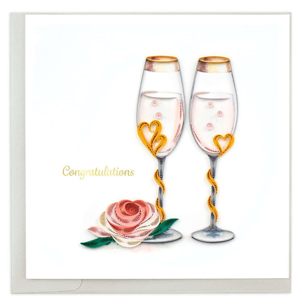Wedding Toasting Flutes Quilling Card